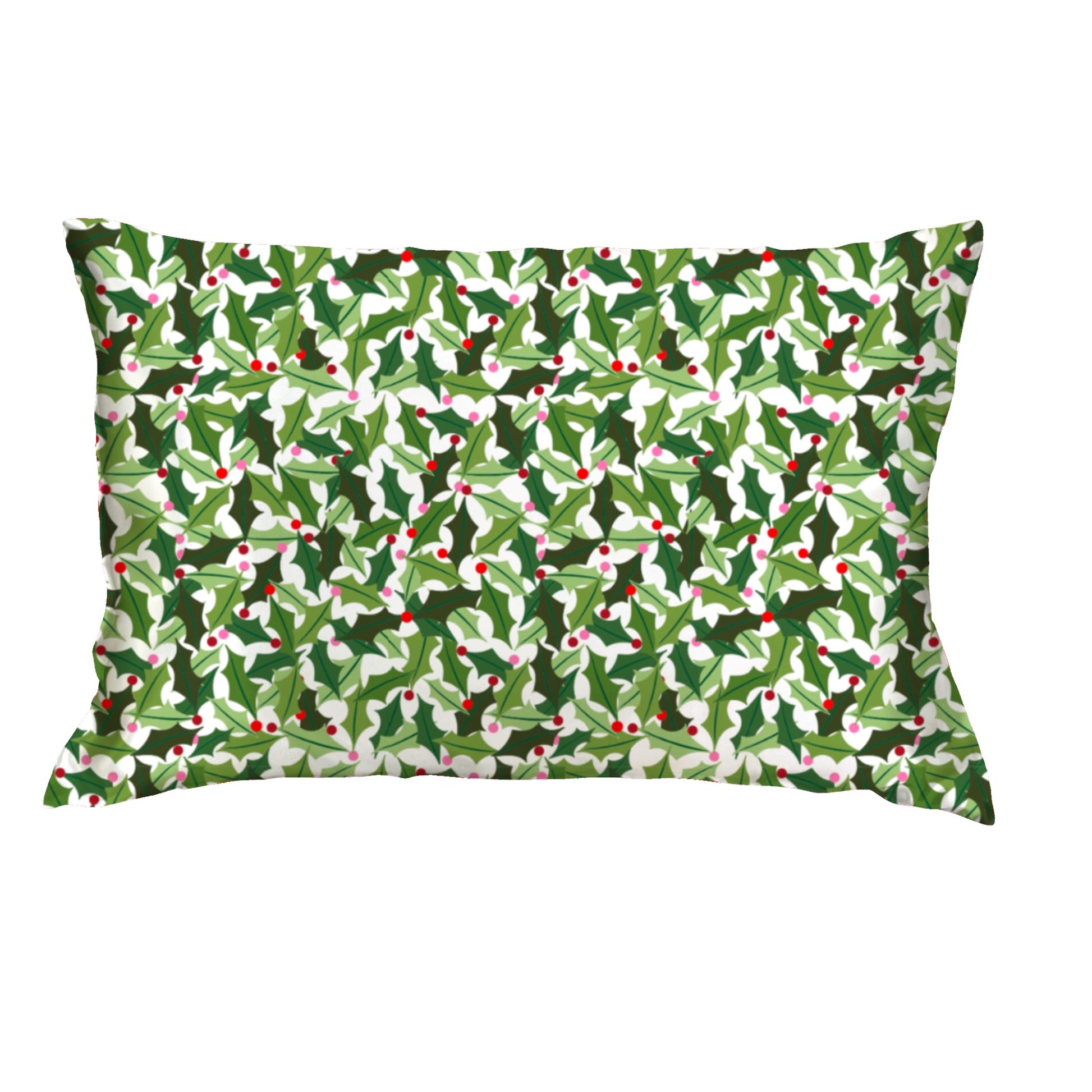 Boughs of Holly Satin Pillow Case