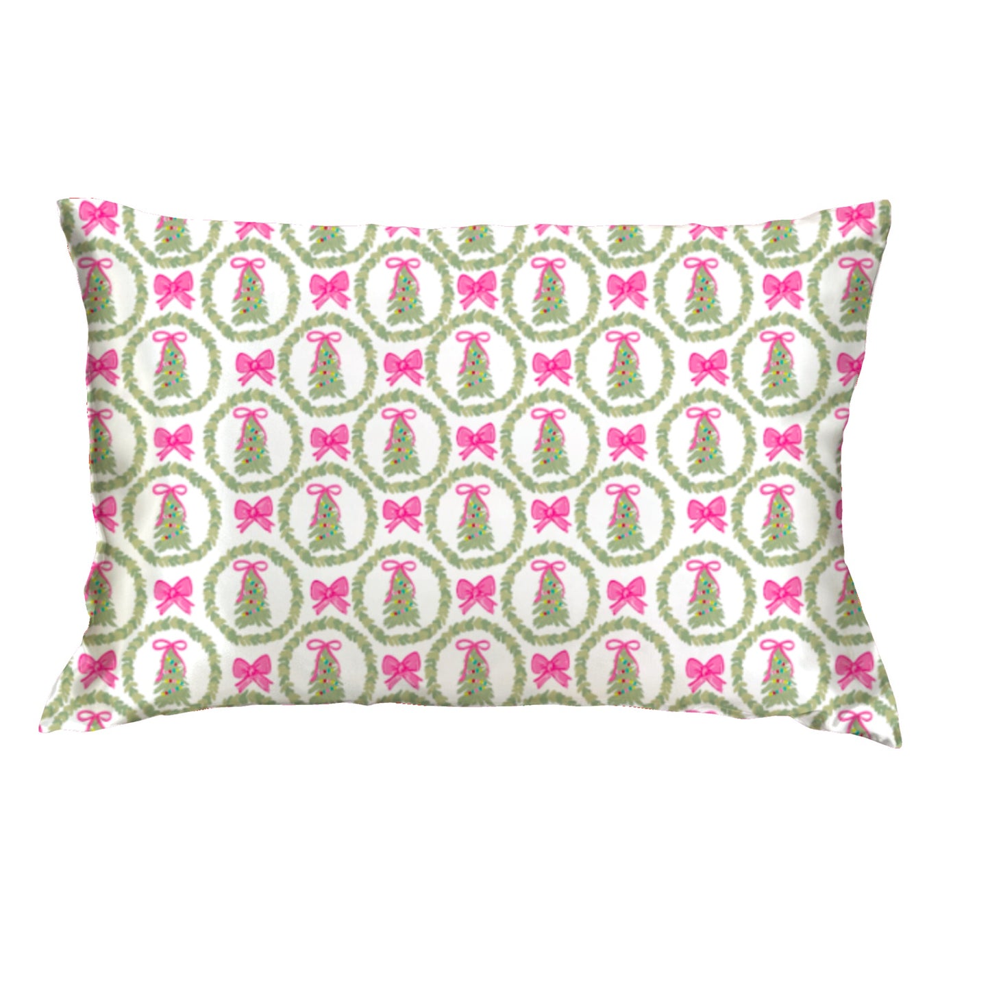 Pink Christmas Cheer Satin Pillow Case