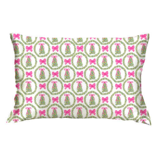 Pink Christmas Cheer Satin Pillow Case