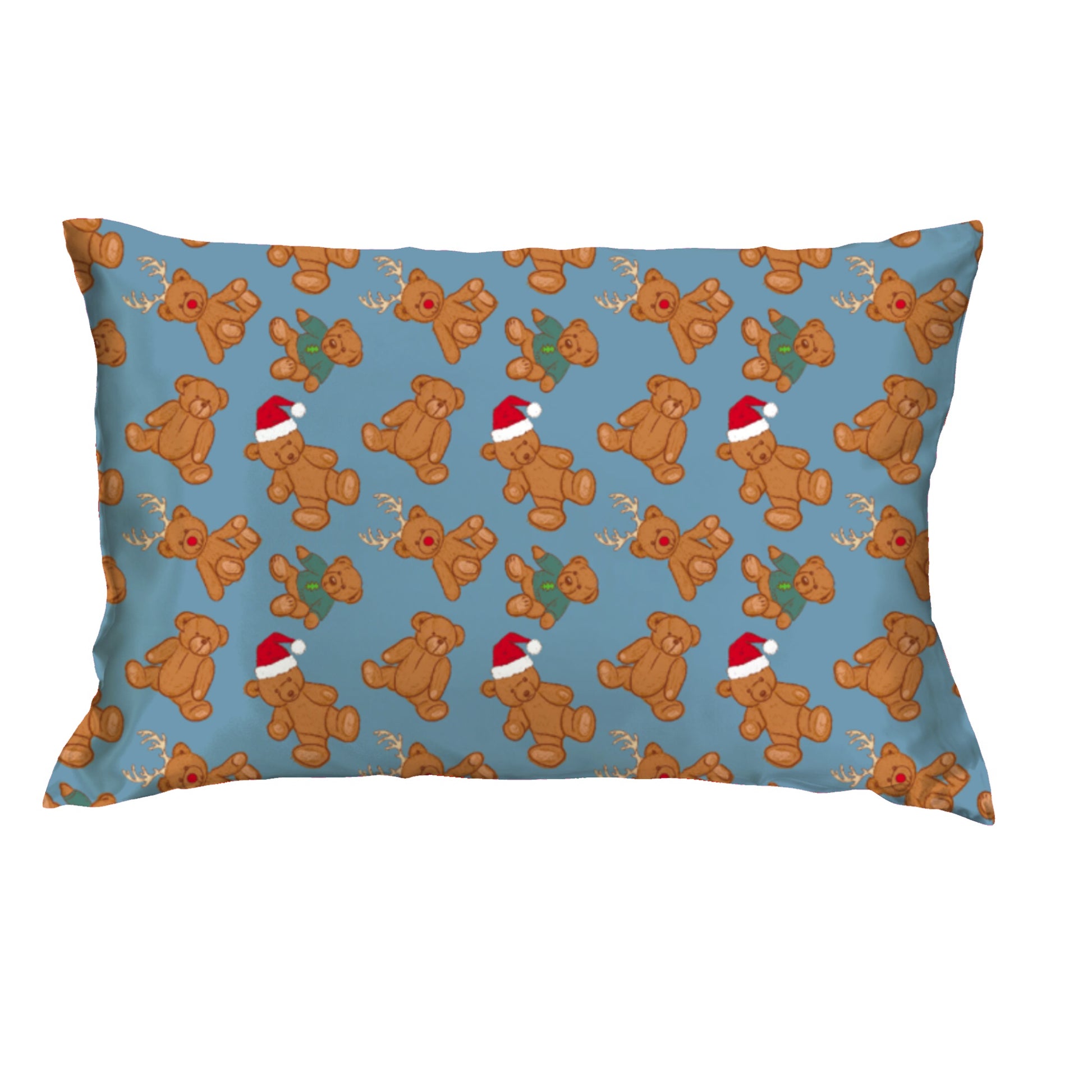 Teddy's Christmas Cheer Satin Pillow Case