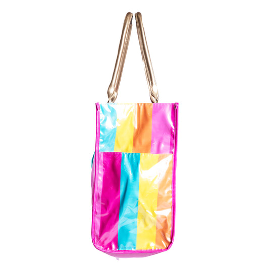 Sunset Stripes Multi Purpose Tote Bag - Stylish PU Leather Bag