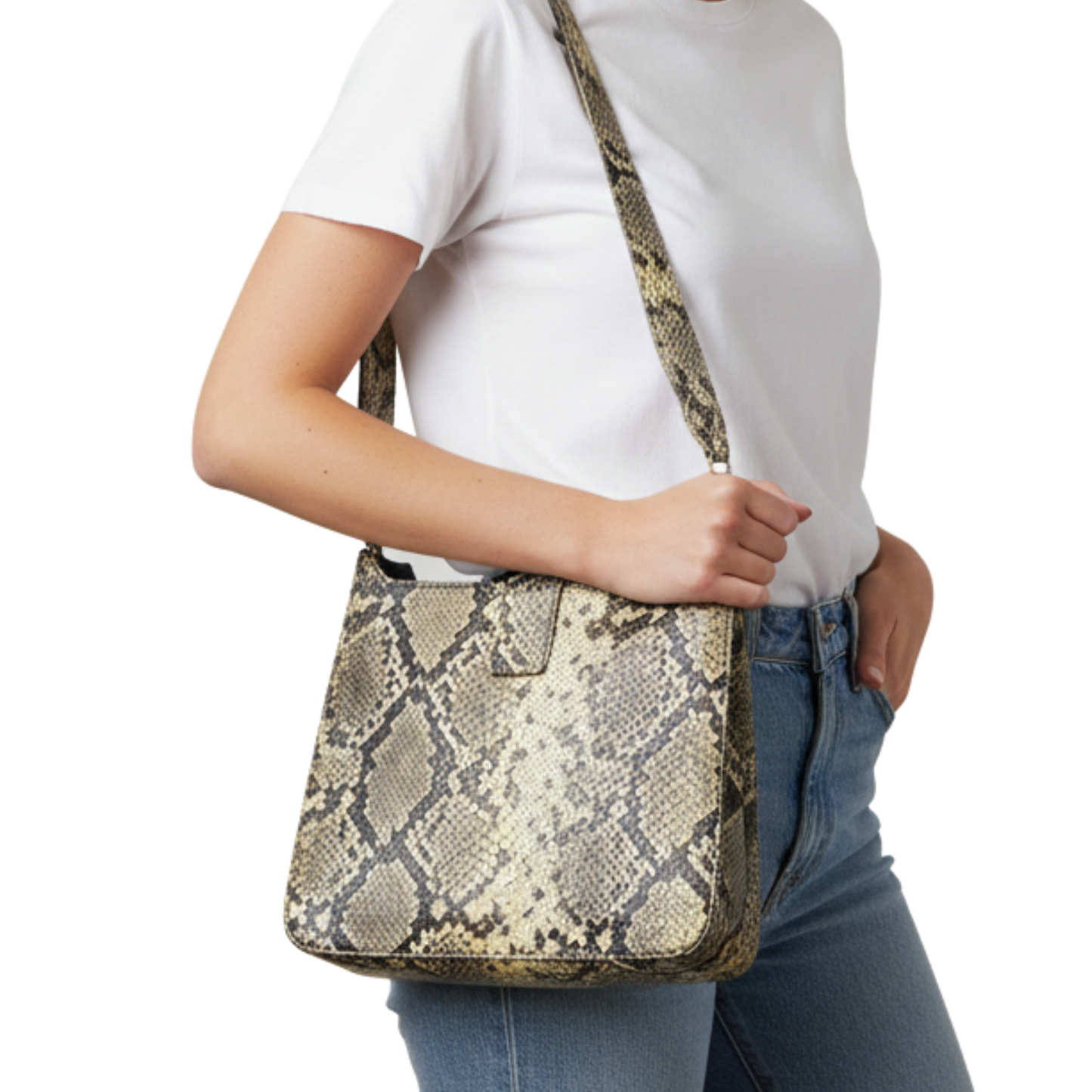 Dallas Purse - Gold Foil Snakeskin Handbag