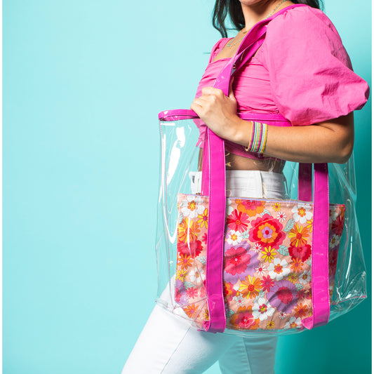 Flower Power Clear Tote with Insert