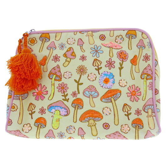 Mushroom Fields Large Zipper Pouch