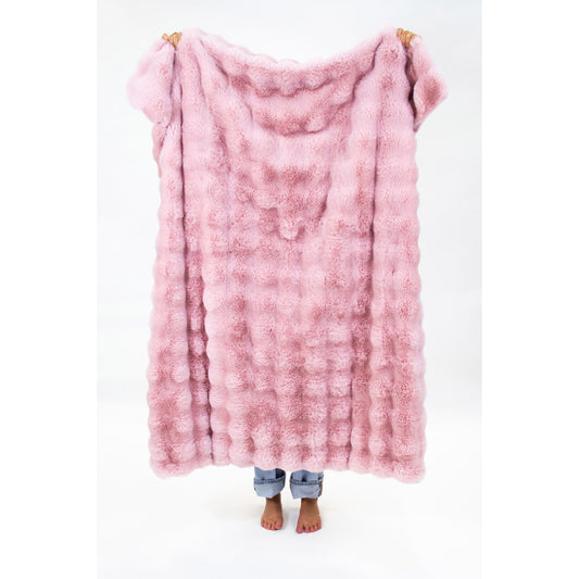 Pink Faux Fur Throw Blanket