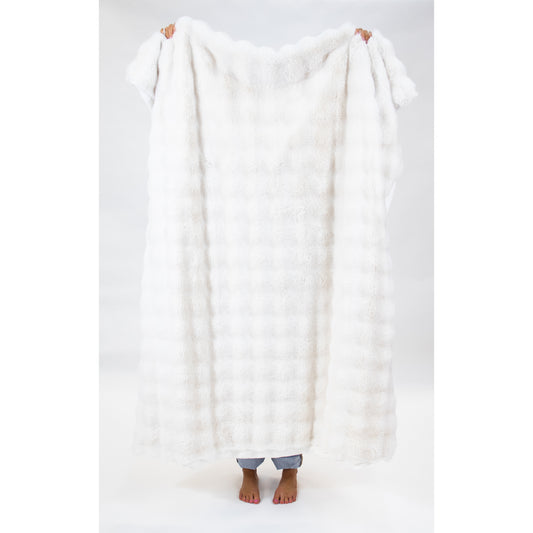 Cream Faux Fur Throw Blanket
