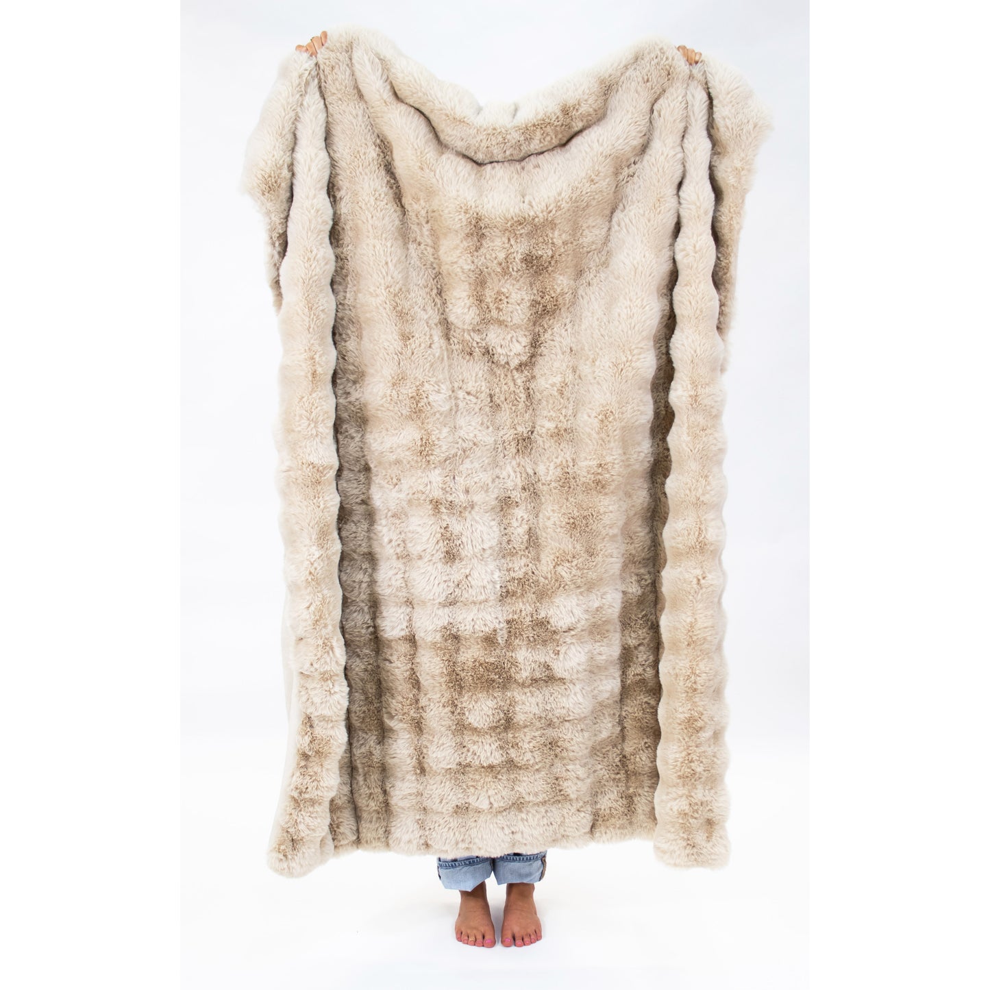Tan Faux Fur Throw Blanket