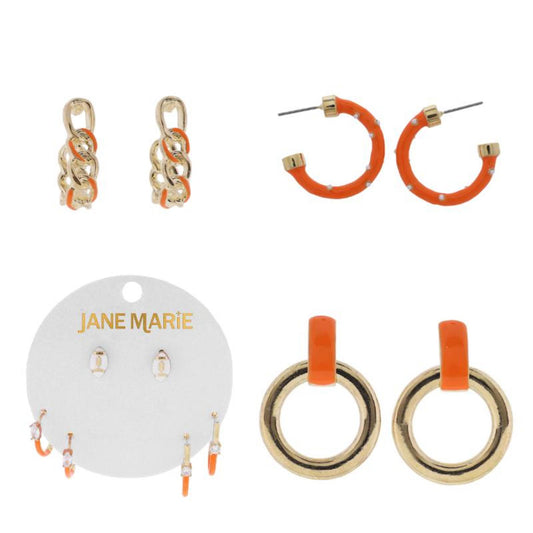 My Game Day Color Orange Earrings, No Display Package