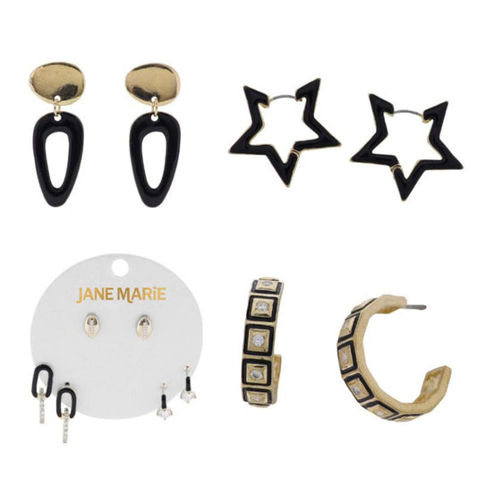 My Game Day Color Black Earrings, No Display Package