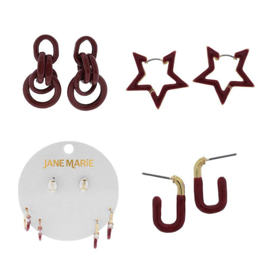 My Game Day Color Maroon Earrings, No Display Package