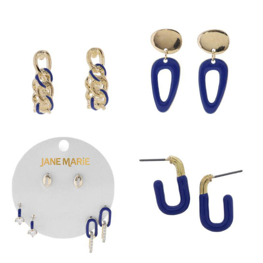 My Game Day Color Royal Blue Earrings, No Display Package