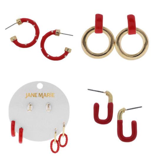 My Game Day Color Red Earrings, No Display Package