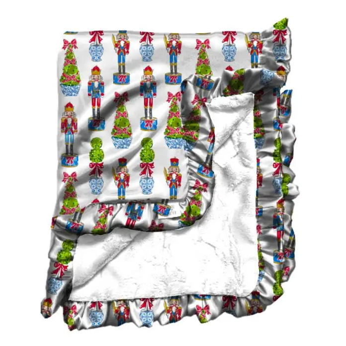 Festive Nutcracker Satin Ruffle Blanket