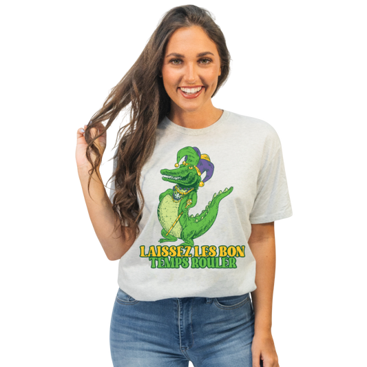Mardi Gator Heather White Crew T-Shirt