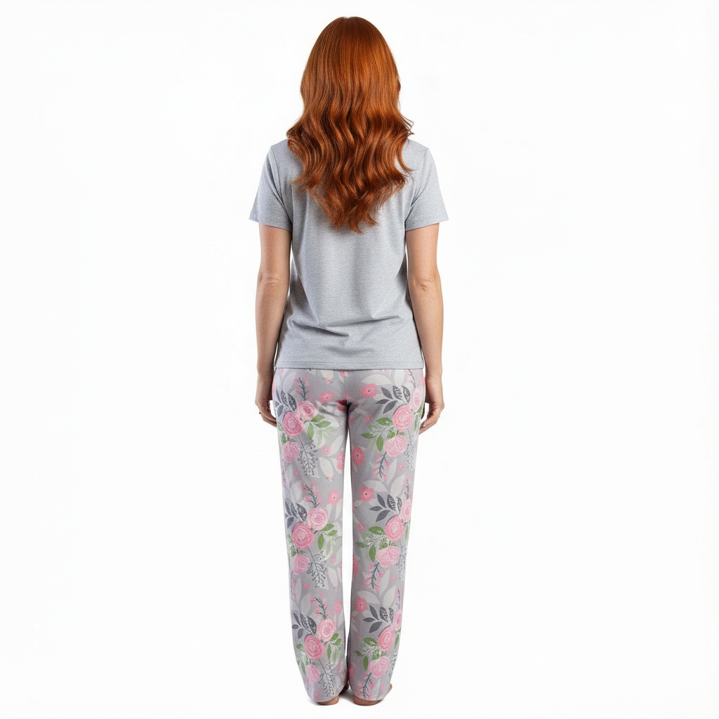Camellia Floral Pajama Set - Triblend Jersey Sleepwear for Women