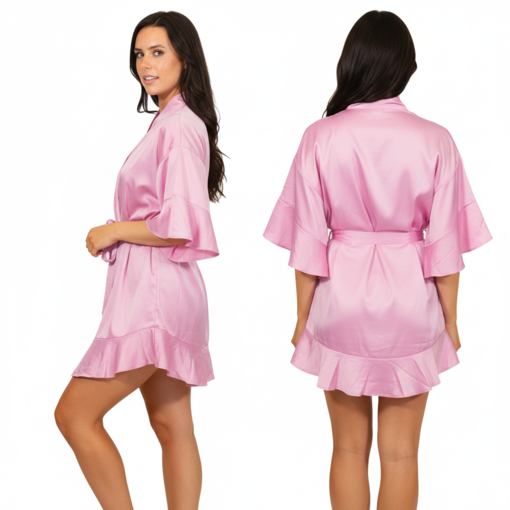Graceful Pink Satin Robe