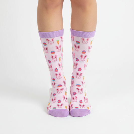 Hoppy Easter Tall Socks - Bunny Crew Socks One Size