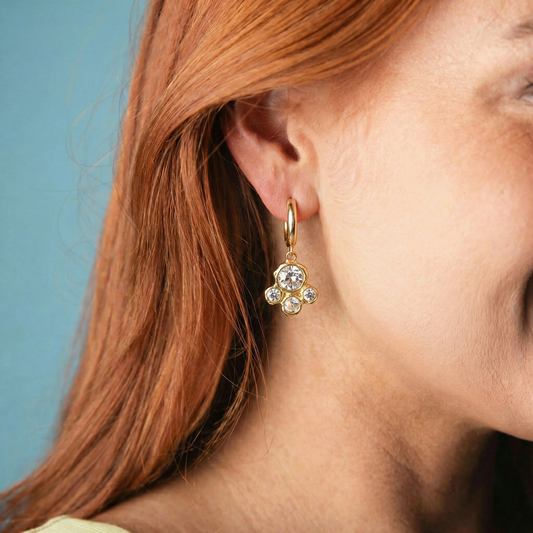 Hoop Earring with Artisan Crystal Cluster